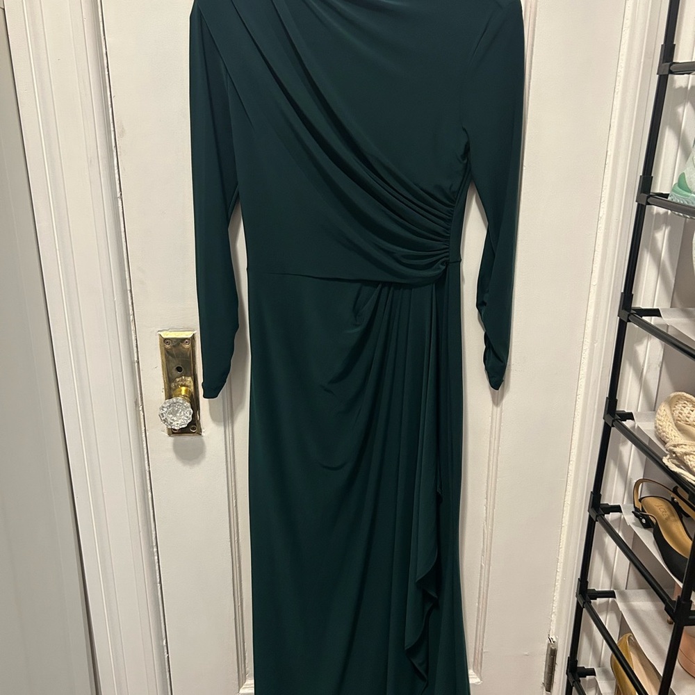Betsy & Adam Green Asymmetrical Ruched Cocktail Dress
